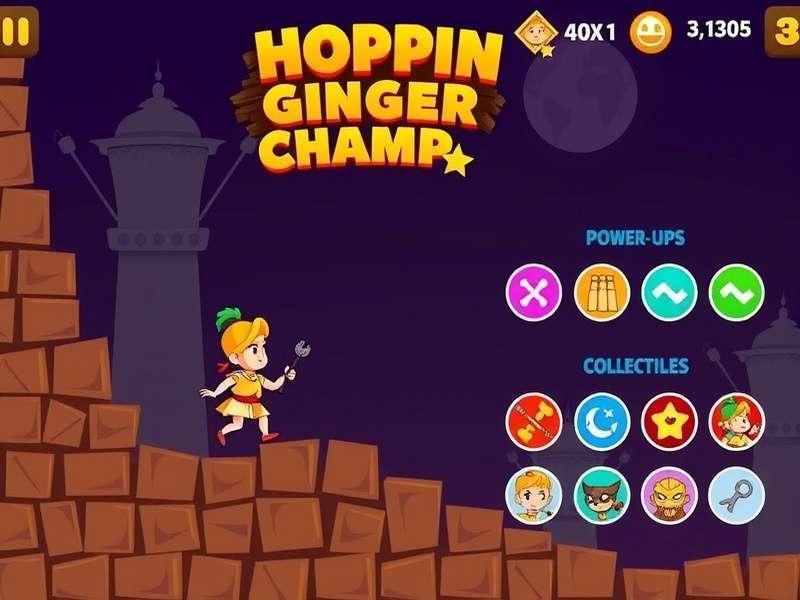 Hoppin Ginger Champ power-ups and collectibles display